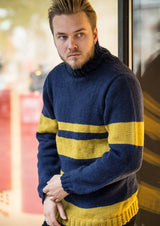 Herresweater i Marine og Karry